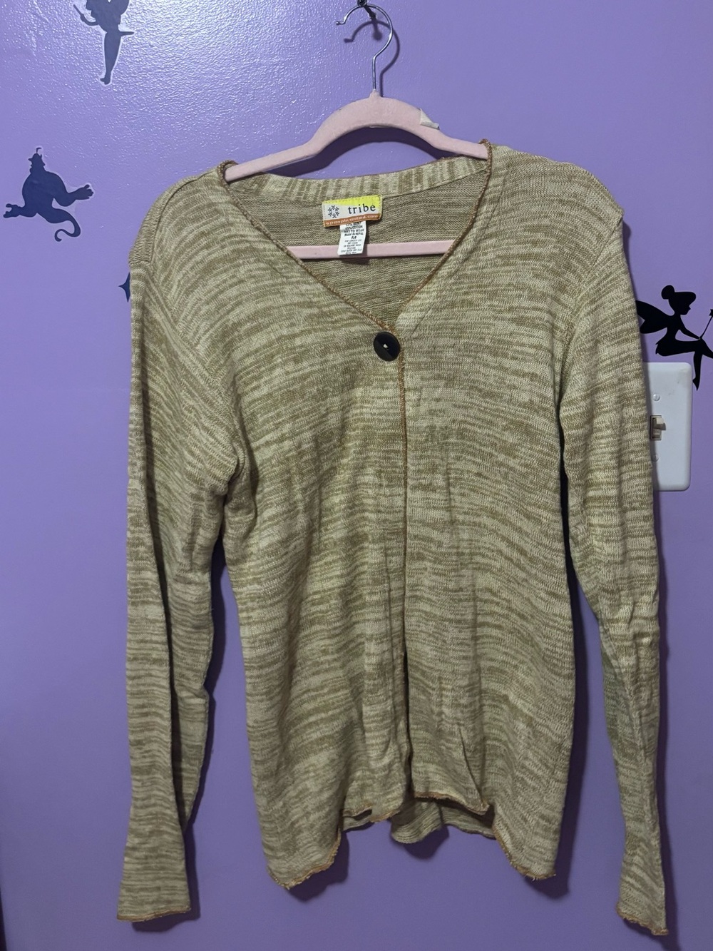 Olive Green Marled Cardigan Sweater